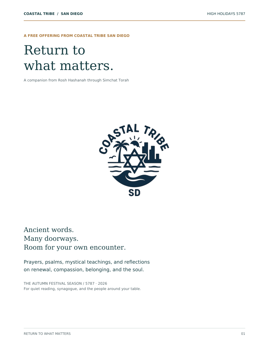 Cover of Return to what matters, the Coastal Tribe High Holidays booklet